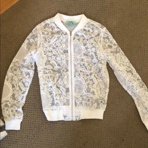White floral mesh medium sized jacket